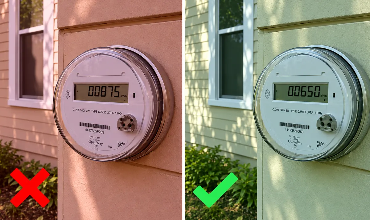 Energy meter showing lower electricity use